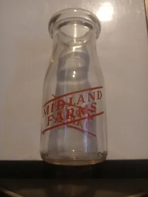 1/2 Pint Milk Bottle Midland Farms Dairy Beautiful Red Paint  • $12