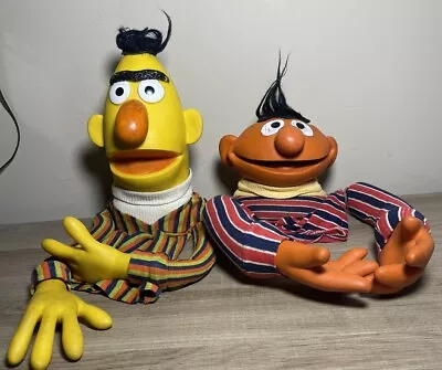 Bert And Ernie Sesame Street Vintage Rare Old Hand Puppets Original 1970s Rubber • $40