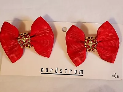 Musi Red Christmas Bow Shoe Clips Vintage Very Nice Condition • $9.75