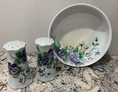 Beautiful Hand Painted Schonwald Germany Bowl And Salt And Pepper Shakers • $9.99