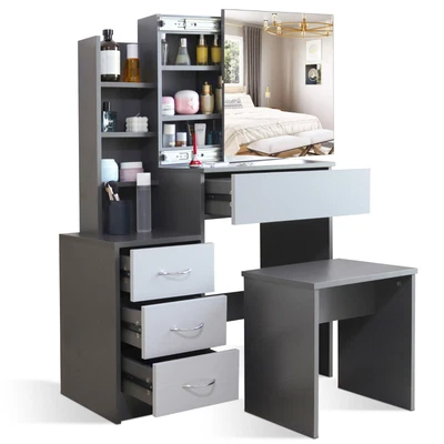 £119.99 • Buy Dressing Table With Drawers, Mirror Stool Set Makeup Desk Vanity Table Bedroom