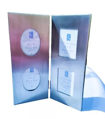 £10.50 • Buy  White Metal Photo Frame Multi Aperture Oval Rectangle 4 Pictures Folding