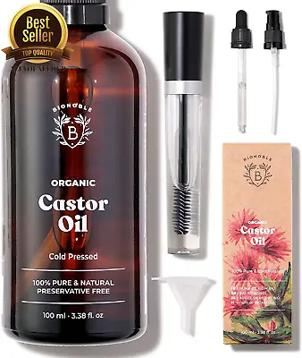 Castor Oil Cold Pressed Organic Glass Bottle Brow Lash Hair Nails Skin 50-500ml • £20.45