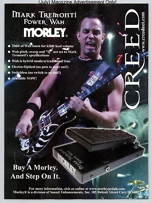 Morley Power Wah Foot Pedal Mark Tremonti Of Creed Promo 2003 Full Page Print Ad • $11.99