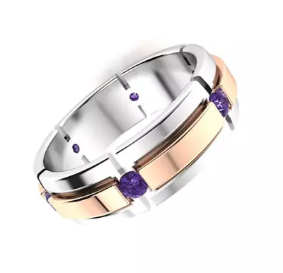 Amethyst Gemstone Band 925 Sterling SilverGift For Man Ring/Band. • $131.77