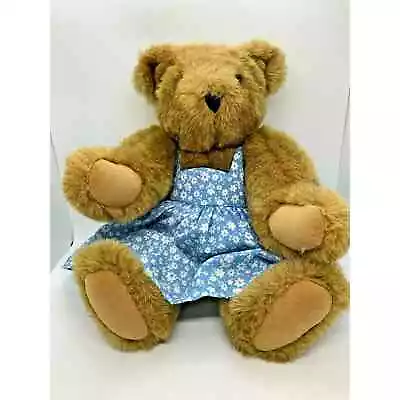 Vermont Teddy Mother Bear Blue Dress 16 Inch Plush Jointed Shoulders Hips Neck • $9.60