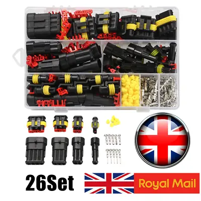 352 Pcs 12V Electrical Terminal Wire Connectors Plug Kits 1/2/3/4 Pin Waterproof • £14.69