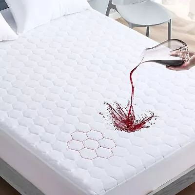 Mattress Protector Waterproof  White Quilted Fitted Mattress Cover Deep Pocket • $28.99