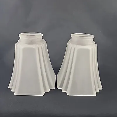 Antique Square Mission Glass Lamp Shades Victorian Art Deco Set Of 2 • $26.99