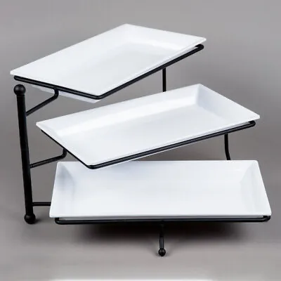 £59.95 • Buy Three Tier Foldable Rectangular Display Stand With Melamine Platters - Ironworks
