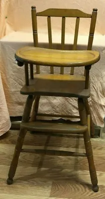 Oak Hill Wood Baby Doll High Chair Arrow Back Vintage H 38   1960s • $179.89