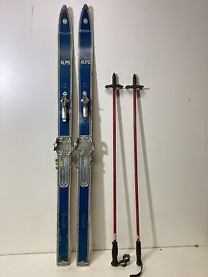 Vintage Alps Model-100 Wooden Skis With Poles Believe To Be 1960’s • $177.45