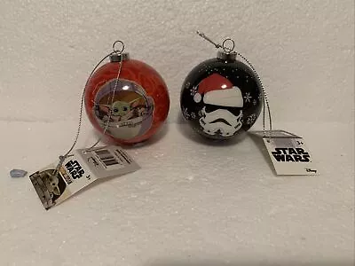 2 Star Wars Christmas Baubles Decorations The Child Storm Trooper - Disney  • $18.99