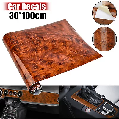 Car Interior Wood Grain Textured Glossy Vinyl Wrap Sticker DIY Decal Sheet Film • $9.98