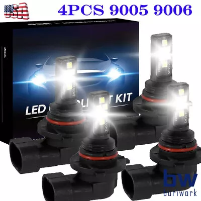 4x 9005 9006 LED Headlight High Low Beam Super Bright 6000K White • $10.99