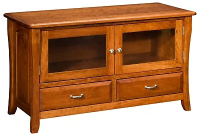 Amish Solid Wood TV Stand Console Glass Doors Drawers 48  • $1679