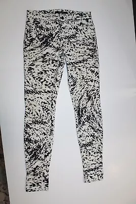  J Brand Mid Rise Super Skinny Jeans Black White Print Labyr Prt Women's Size 26 • $25.14