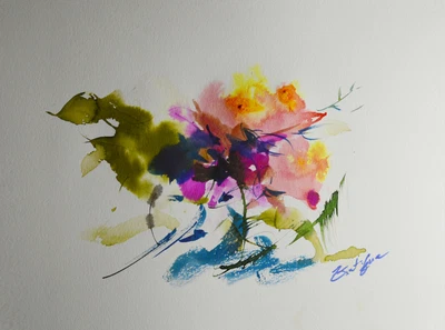 $25 • Buy EUNTIQUE - Original Flower Vase Painting By American Artist EUNTIQUE