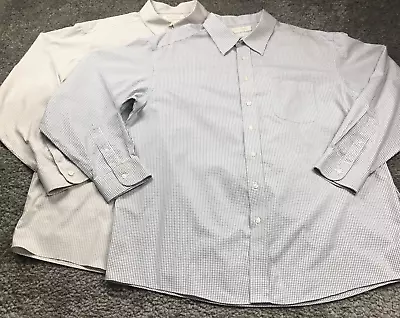 Lot Of 2 Roundtree & Yorke Gold Label Mens Dress Shirts Size M Long Sleeve • $23.99