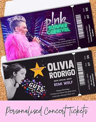 Personalised Surprise Event Concert Festival Ticket Voucher Birthday Gift Idea • £4.25