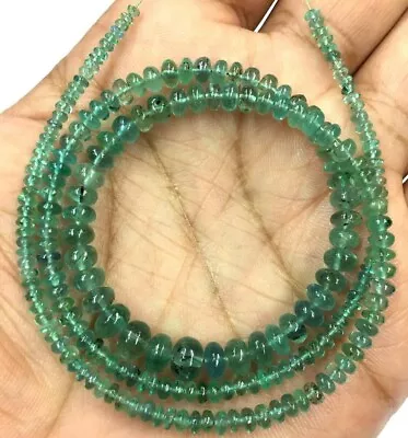 Top Quality Natural Zambian Emerald Smooth Rondelle Beads 14 Inches Strand 2.5-6 • $219.99