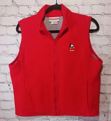 Disneyland Mickey Mouse Fleece Vest XL Red Full Zip Sleeveless • $9.99