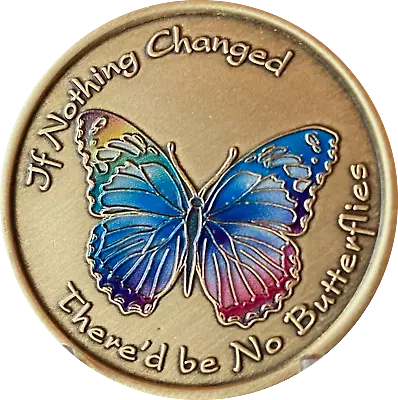 $11.99 • Buy If Nothing Changed There'd Be No Butterflies Rainbow Butterfly Medallion Coin