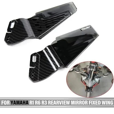 For YAMAHA R1 R6 R3 YZF R15 R25 Rear View Mirror Fixed Wing Winglet Aerodynamic • $48.49