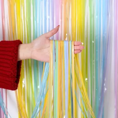 $8.95 • Buy Tinsel - Macaron Rainbow - Birthday Party Decoration Foil Fringe Curtain