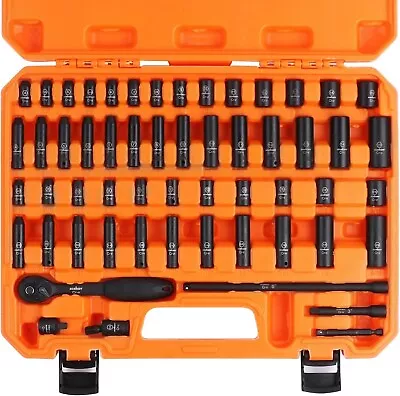 HORUSDY 56-Piece 1/4  Drive Impact Socket Set Standard SAE (5/32 To 9/16 Inch) • $102.66