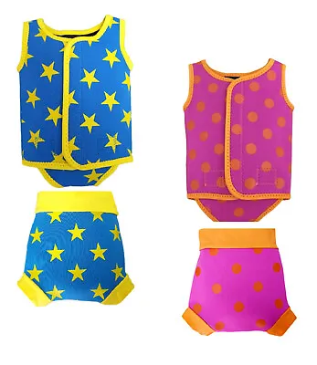 IndigoKids Baby Toddler Girl Boy Neoprene Swimwear Wetsuit Swim Suit & Nappy Set • £13.49