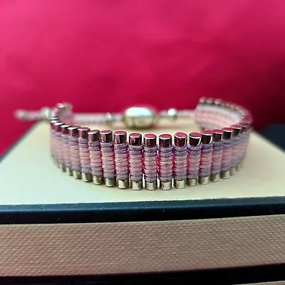 Links Of London Wimbledon Silver Friendship Bracelet Pink Lilac New Links Pouch • £59.99