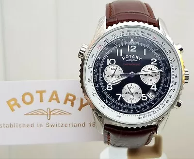 £84.99 • Buy ROTARY Men's Brown Leather Watch Chronograph Chronospeed Luminous Boxed RRP £189
