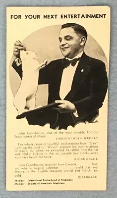 Collectible Magic John Giordmaine Advertising Card  1960's. Very Good Shape. • $10
