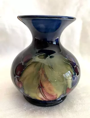 William Moorcroft Pottery Blue Leaf And Berry Vase Chip On Rim From 1920s Or 30s • $105