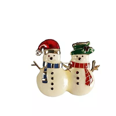 Vintage Monet Pin Brooch Mr & Mrs Snowman Holiday Christmas  • $22.63