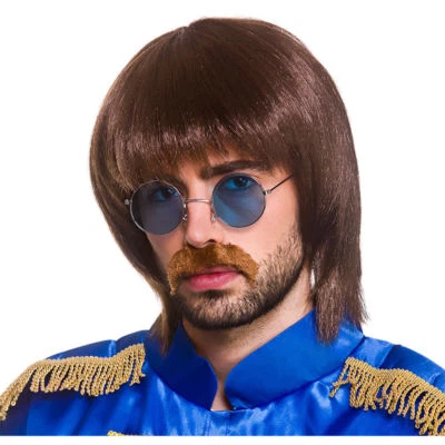 £9.95 • Buy Adult POP BAND Wig Glasses Moustache Kit 1960s 60s Brown Beatles Groovy Star Boy