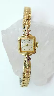 Vintage 14K Yellow Gold Case Bulova 51106 Ladies Dress Watch 17.2g • $89.88