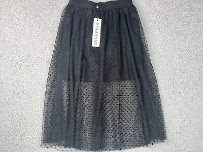 Mink Pink Womens XS Black Mini Skirt With Lace Overlay New With Tags • $13.29