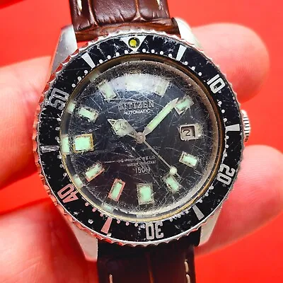 Citizen Challenge Diver Watch 1977 Vintage Rare Black Automatic 52-0110 Vintage • £361