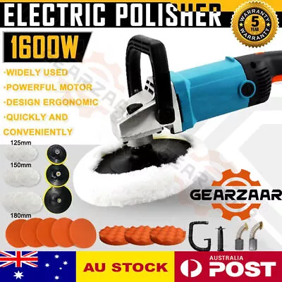 Polisher Car Buffer Pad Electric Machine Tool Kit 6 Speed 240V 1600W 180mm Zkjzf • $72.99