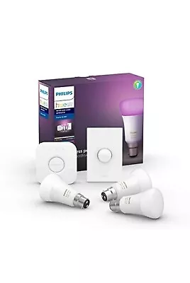 Philips Hue White And Color LED Bulb Starter Kit3 A60 Smart Button And Hub B22 • $184.99