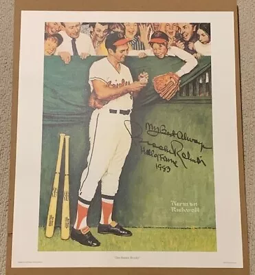 BROOKS ROBINSON BALTIMORE ORIOLES AUTOGRAPHED NORMAN ROCKWELL PRINT 18 X 21 • $135