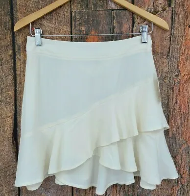 $40 • Buy New Flynn Skye Michelle Mini Skirt Womens M Ivory High Waist Ruffle Trim