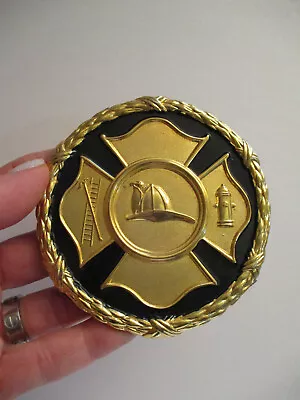 Large Gold Metal Medallion Emblem Firefighter Fireman Motorcycle Car Truck 3.75  • $39.99