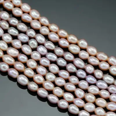 Cultured Freshwater Pearls Mauve Dusty Peach Pink Rice Oval Loose Beads AA • £12.59