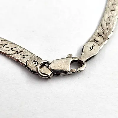Milor Signed Sterling Silver Herringbone Bracelet 7.5” 4mm ITALY 4.6g • $20.99