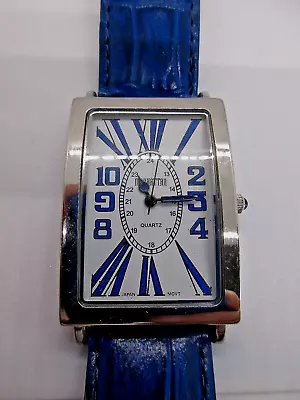 Manhattan By Croton Watch Blue & White  Women  Blue Leather Band New Battery • $29.99