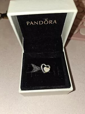 Pandora Sparkling Double Heart Charm Gold And Silver • £21