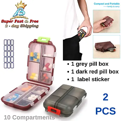 2 Organizer Pill Case Weekly Medicine Storage AM PM Travel Container Vitamin Box • $15.10